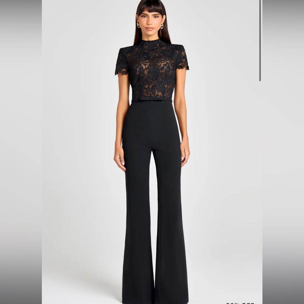 Nadine Merabi Black Lace Jumpsuit